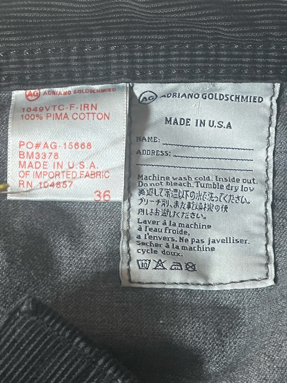 Ag Adriano Goldschmied  The Protege Straight Corduroy Jeans off-black, 36x30.75 - Picture 10 of 14